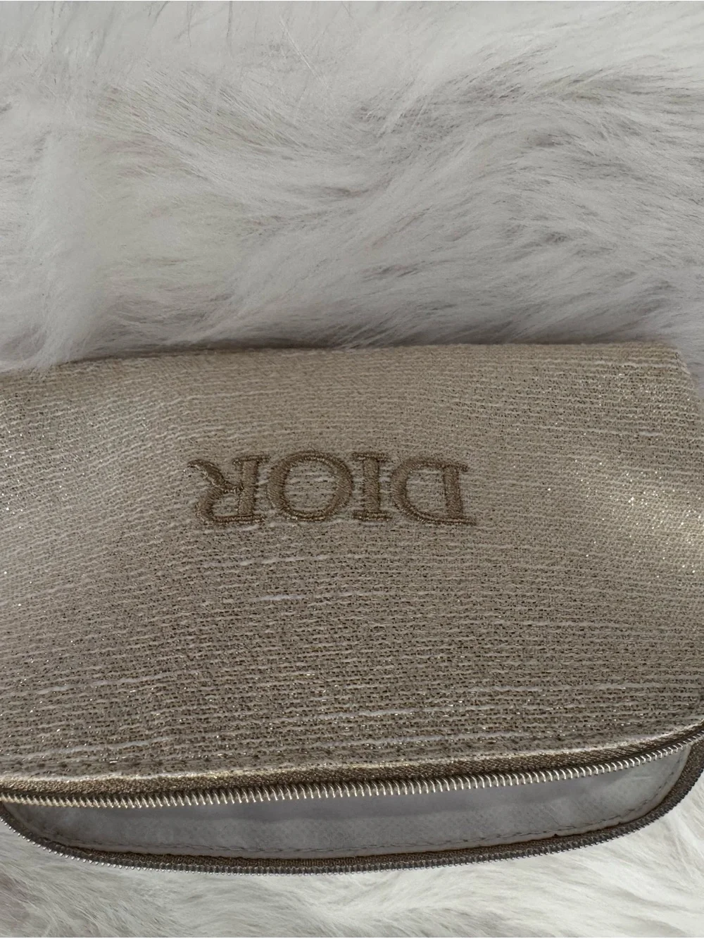 Dior Sparkling Cream Cosmetic Pouch with Embroidered Logo